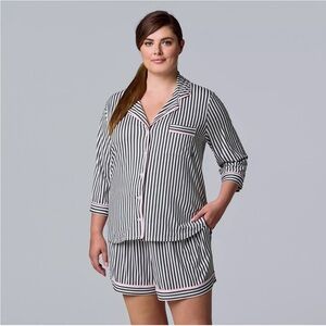 ***Simply Vera Vera Wang 3/4 Sleeve Pajama Shirt & Pajama Boxer Shorts Sleep 3X